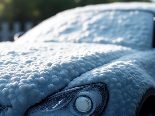 Macchina ricoperta di schiuma attiva durante il lavaggio premium