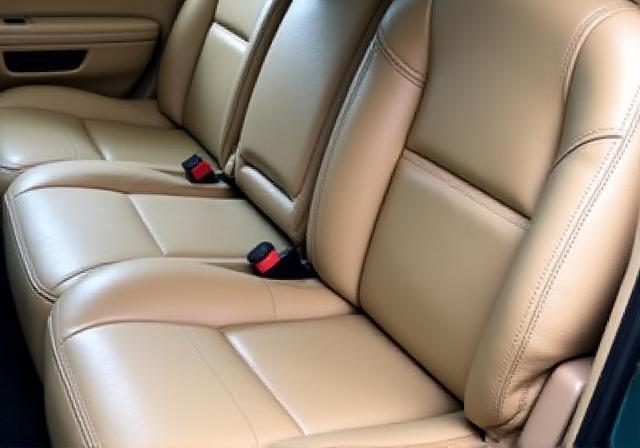 Sedili in pelle beige, da sporchi a perfettamente restaurati